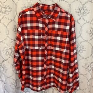 All in motion men's button-down Long Sleeve shirt, Red plaid Size Small